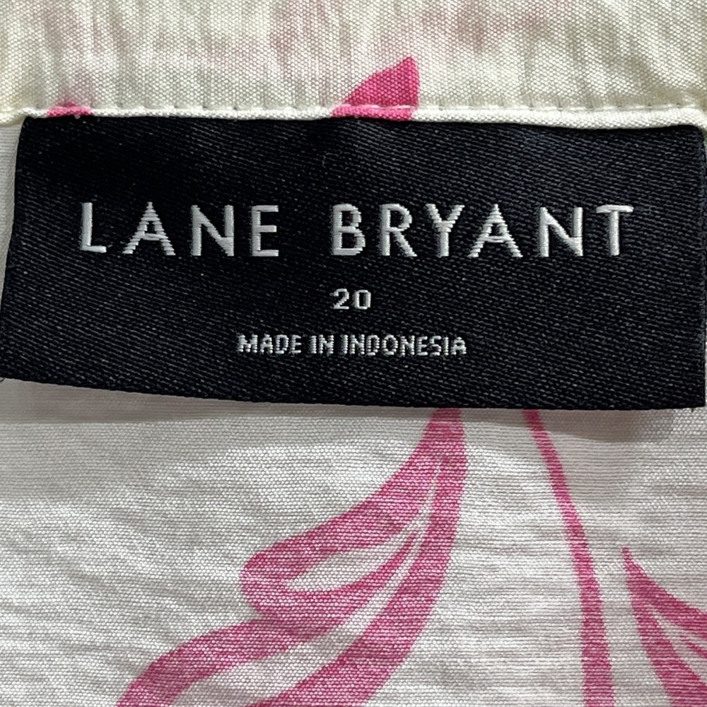 Lane Bryant Top Pink Floral Button Down Blouse Size 20 Lace Trim Spring Easter - Picture 5 of 10